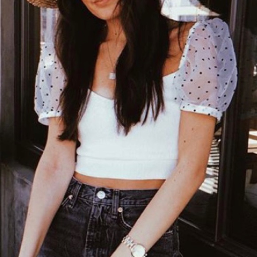 Zara White Puff Sleeves Crop Top